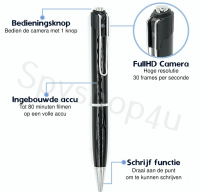 Full HD spy camera pen met loop recording